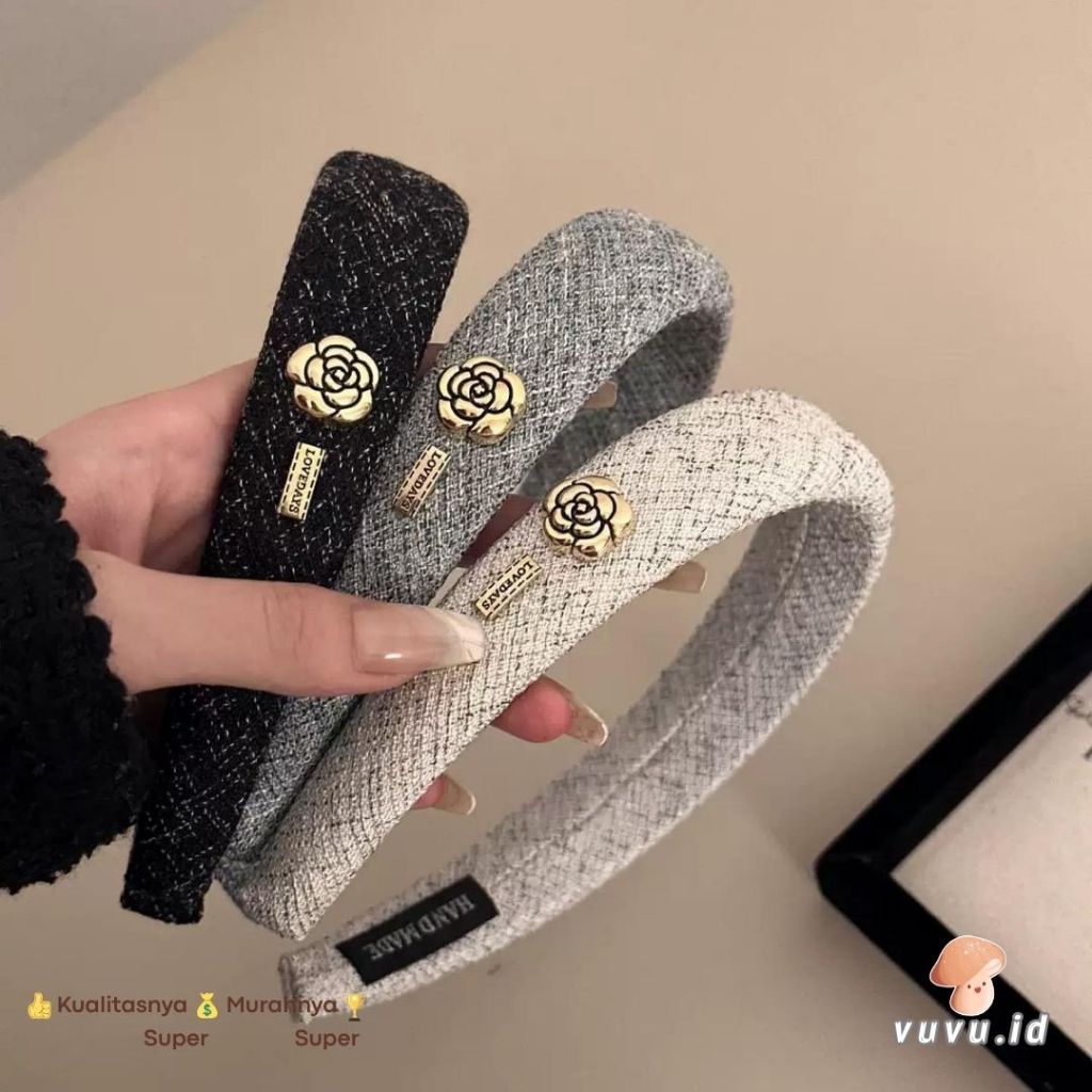 Bando Busa Twist Motif Polos Mawar / Headband Bow Knot Cross / Aksesoris Rambut Wanita Elegan