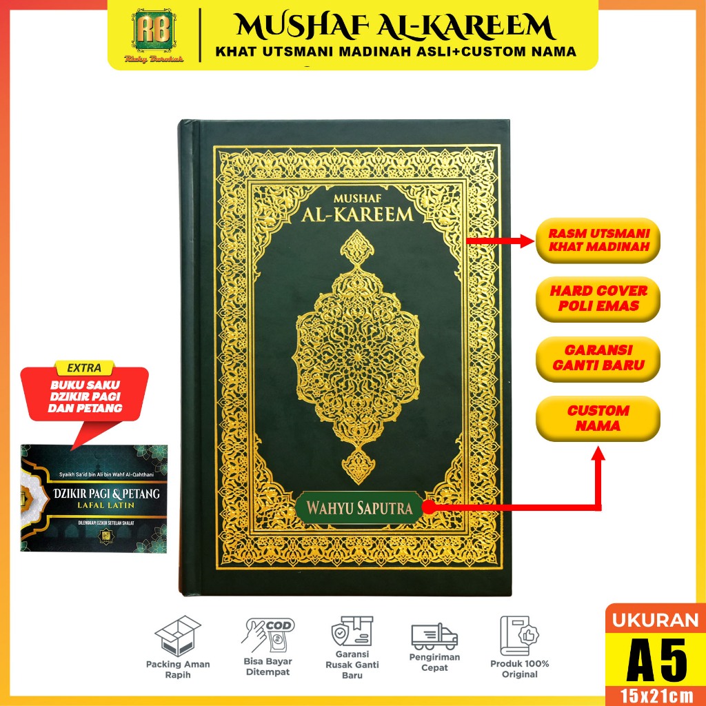 Mushaf Madinah Al Kareem A5 Sedang, Al Quran Madinah ASLI Mushaf Al Kareem A5 Rasm Utsmani Madinah