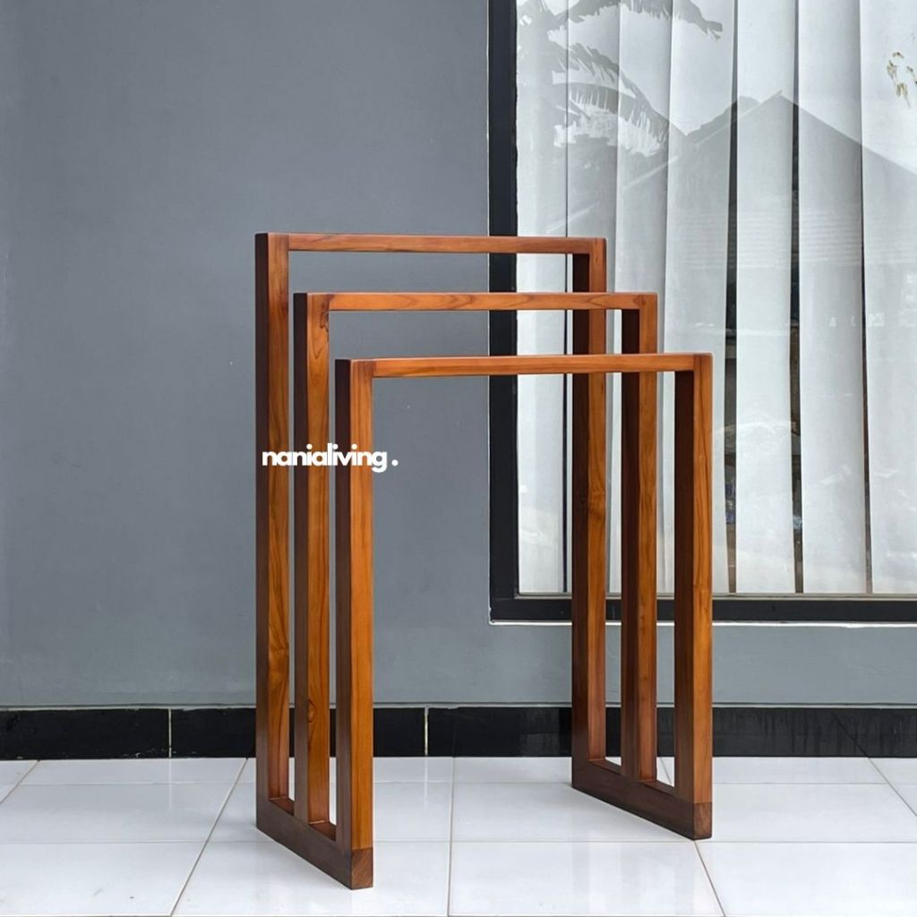Rak handuk kayu jati minimalis