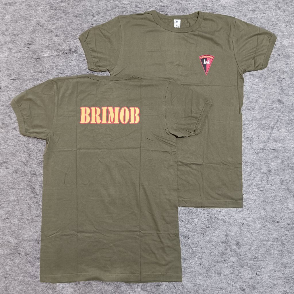 Kaos Pendek Hijau Brimob Bahan Katun / Kaos Hijau Brimob / PDO hijau Brimob