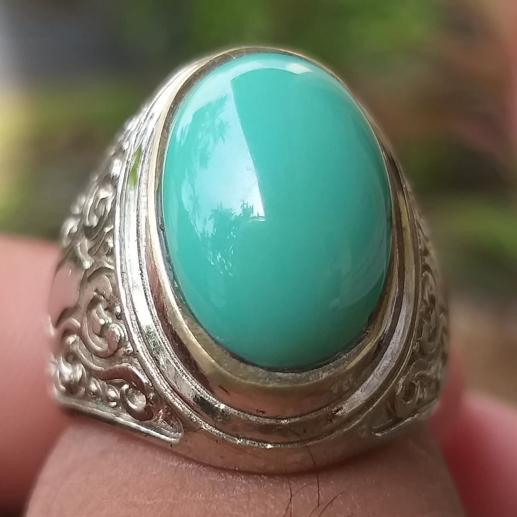 Batu Akik Pirus Mesir Polos Hijau Tosca Super Langka Mulus Klimis Elegant Berwibawa Natural 100% Asl