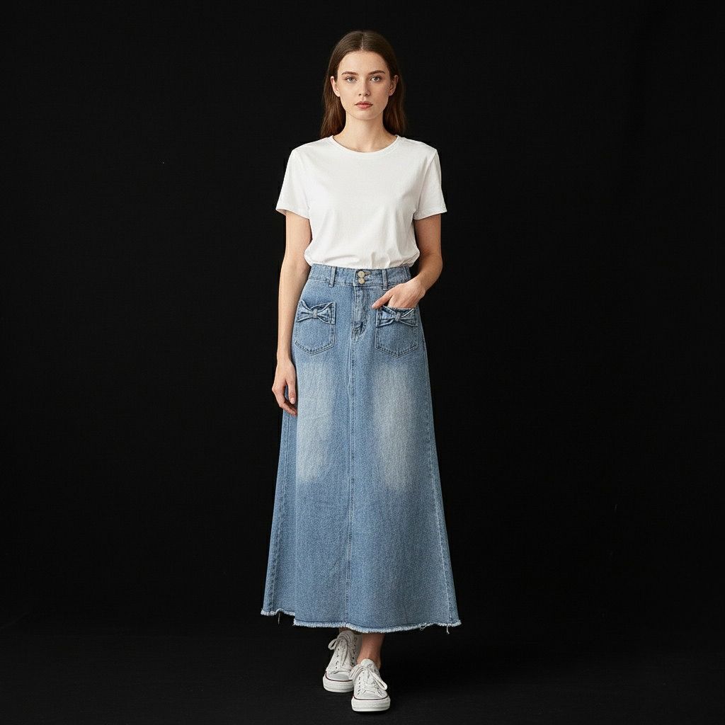 Jeanie Rok Denim Premium - Korean HighWaist Rok Jeans Denim Wanita