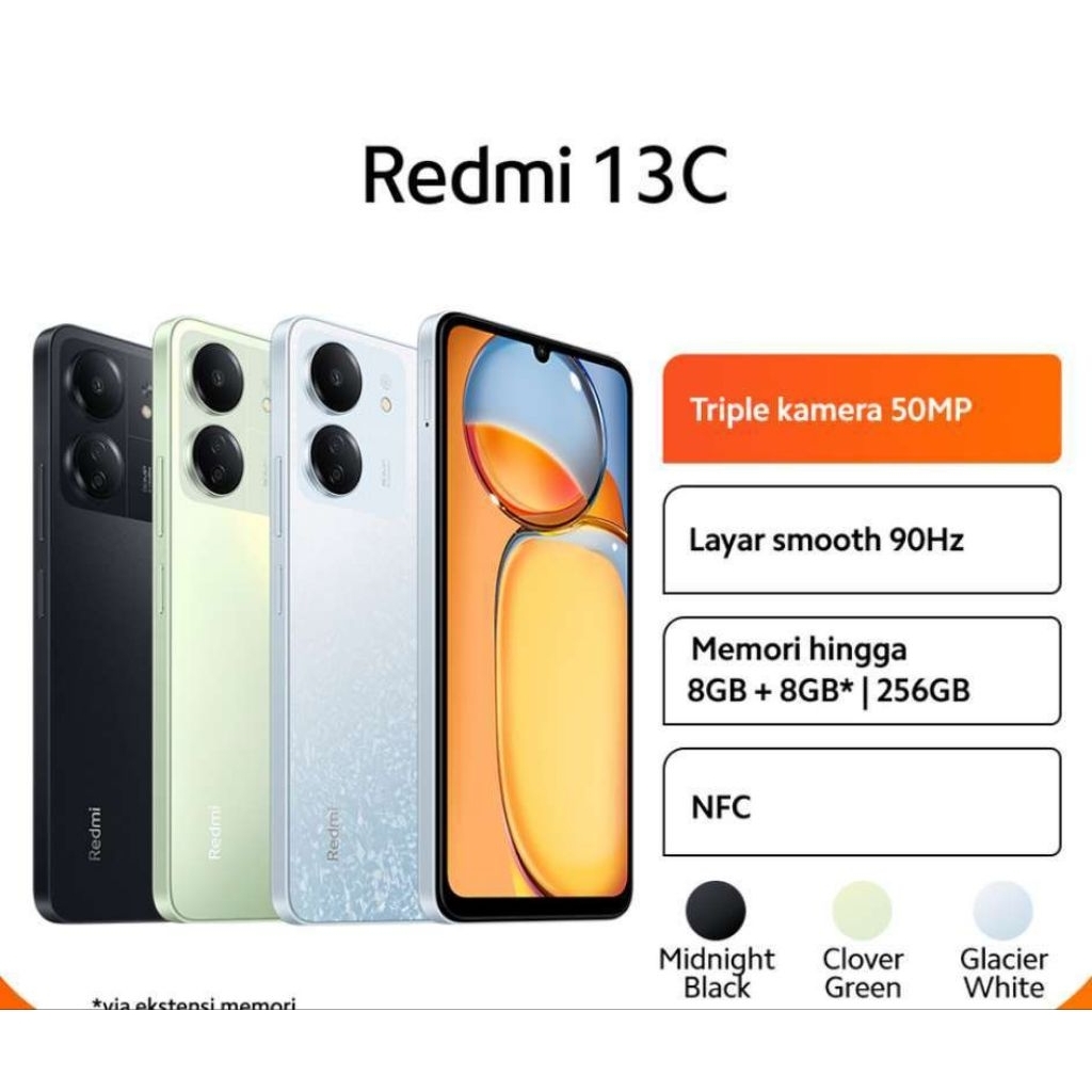 XIAOMI REDMI 13C RAM 8/256GB+NFC-Garansi resmi