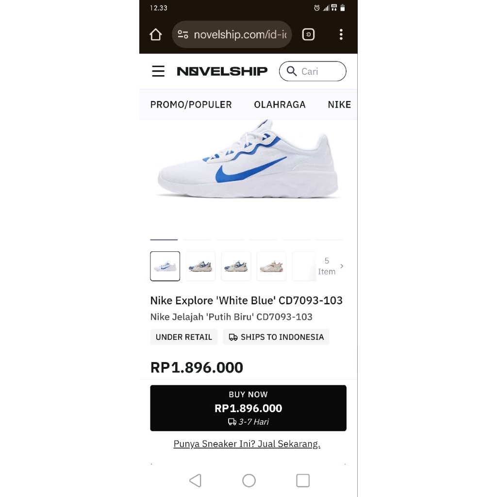 Sepatu Running N IK-E Explore White Blue