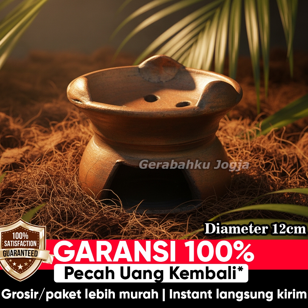 Tungku Anglo Mini Tanah Liat 12 cm – Pemanas Makanan Kecil, Pembakar Kemenyan, Dekorasi Pawon Tradis