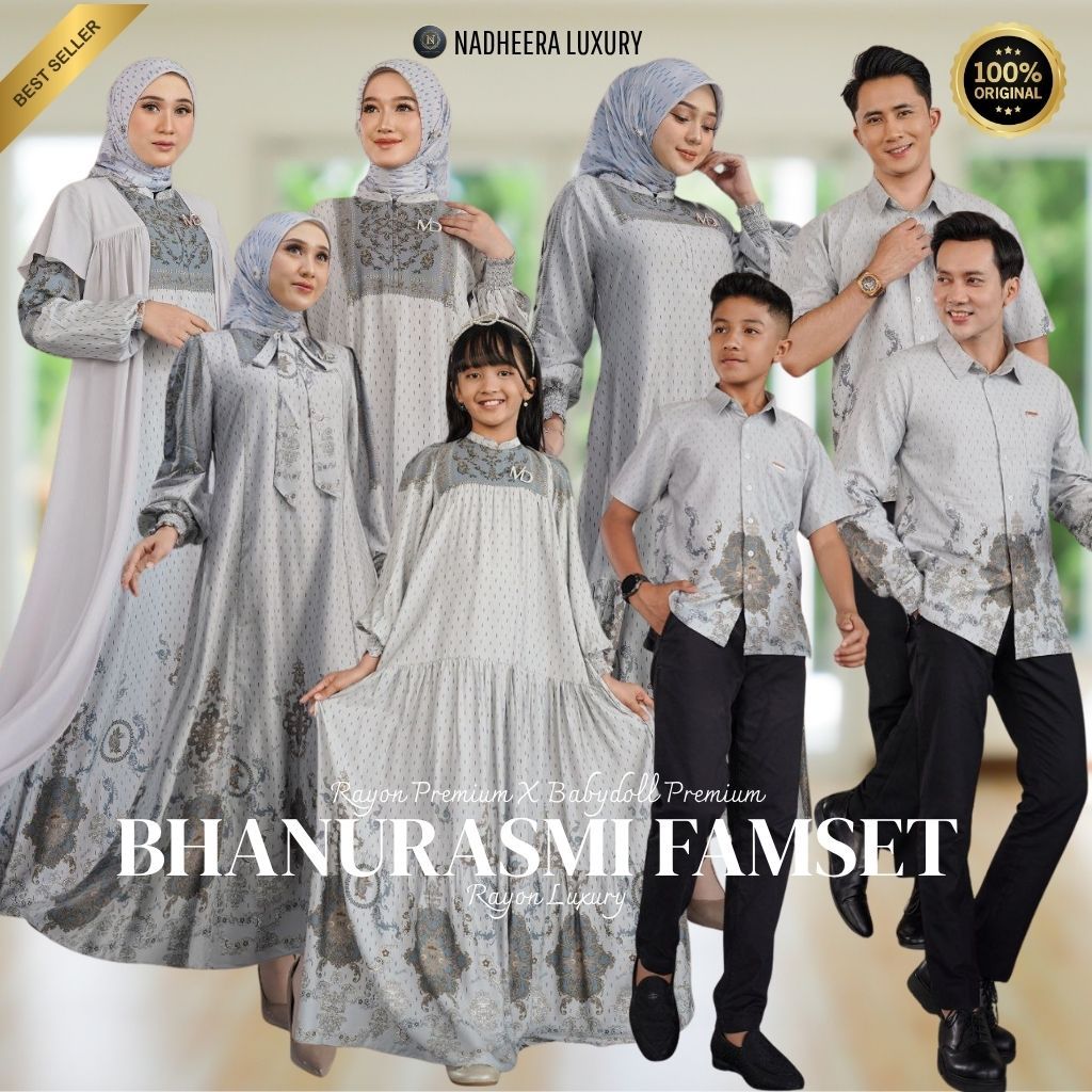 BISA GOSEND / BHANURASMI FAMSET ( BELUM TERMASUK SCARF ) (SALTED GREY) NADHEERA LUXURY / Gamis Sarim