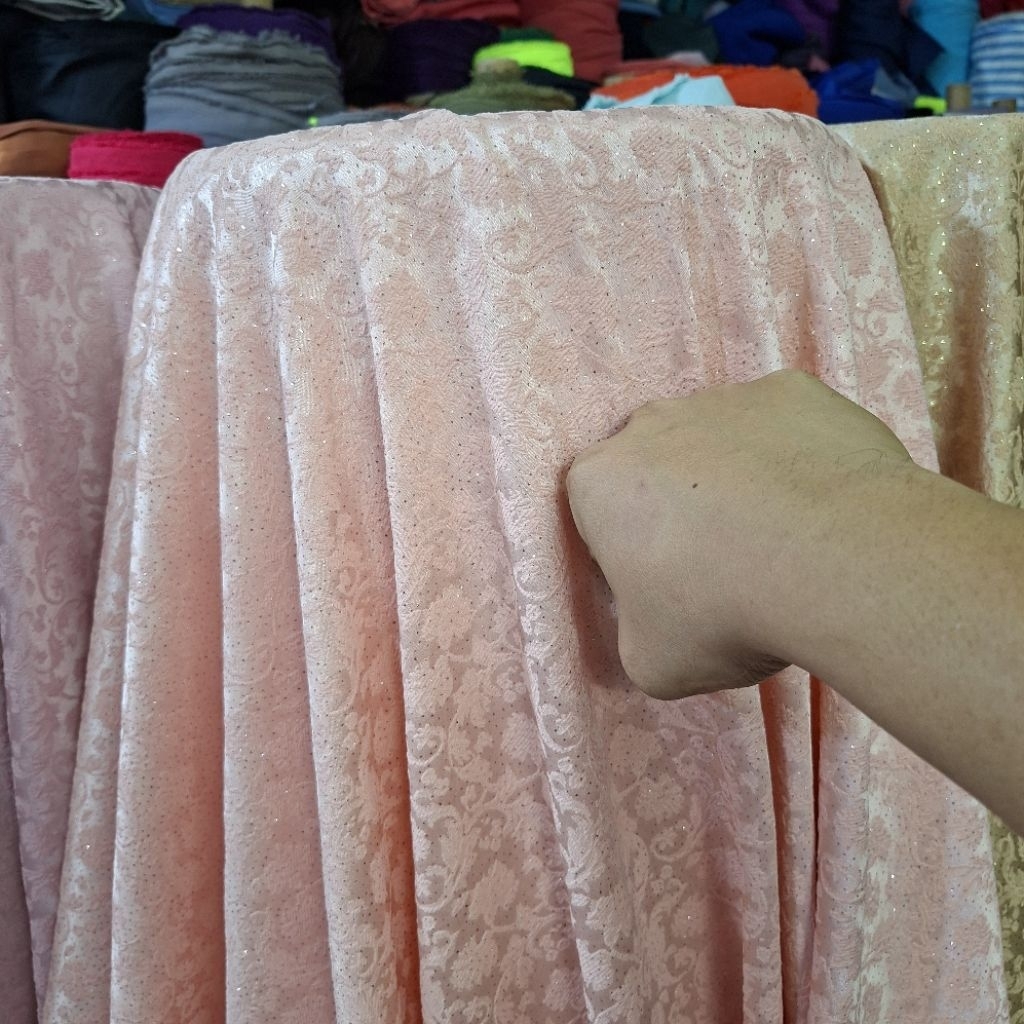 Bahan Kain Jaguar Gliter Premium/Kain jaguar metalik terbaru/kain dres,gamis,tunik,blouse dll