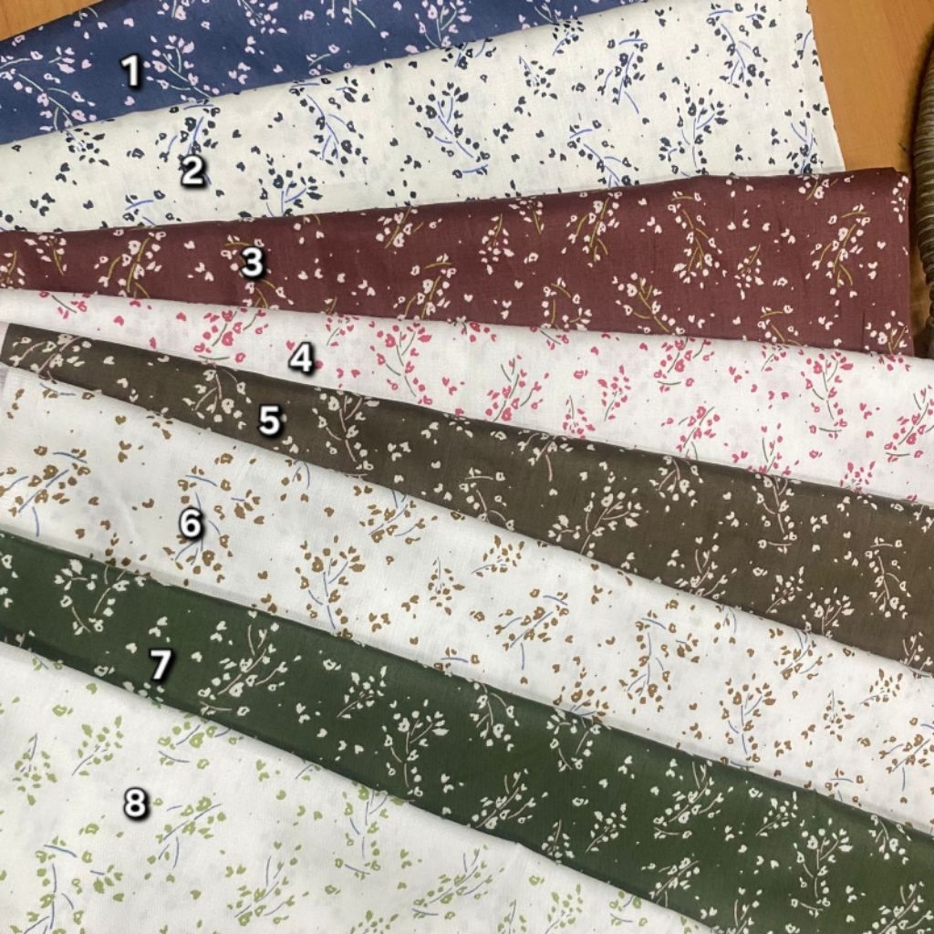 KAIN METERAN KATUN JEPANG 8 WARNA MOTIF DAUN KECIL TOKAI SENKO