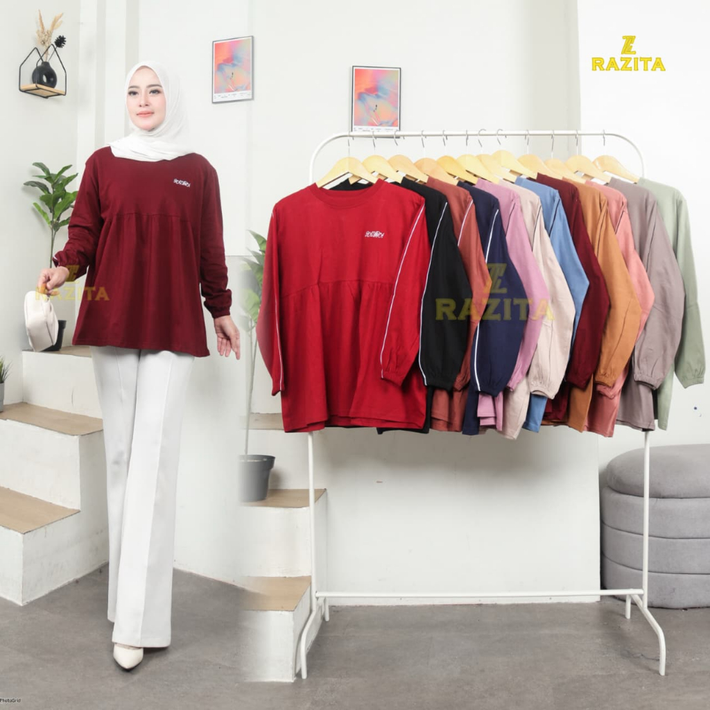 Atasan kaos RAZITA ori cotton combat Babydoll lengan lis wanita