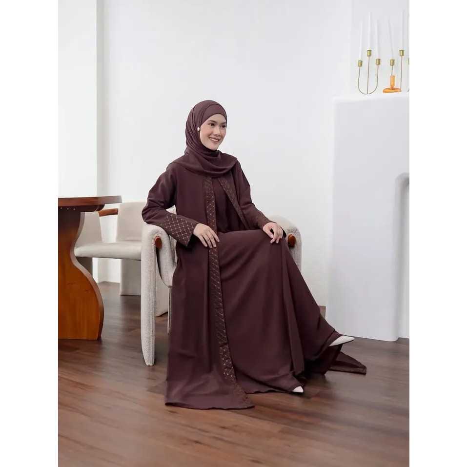 Melisa Abaya gamis modern mewah yang elegan bahan ceruty babydoll premium mix tille kotak gamis terb