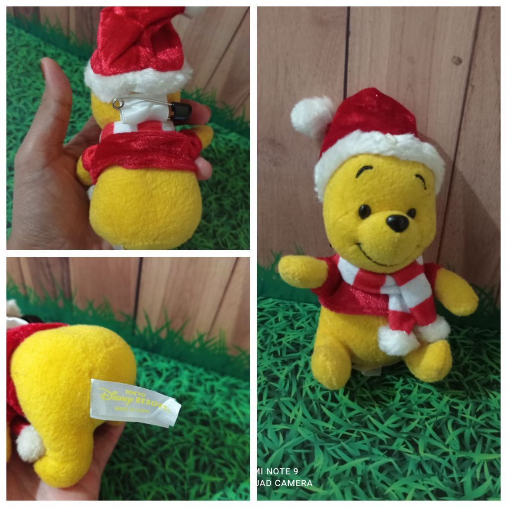 pooh santa pin/ganci pooh/boneka kecil pooh/pooh natal