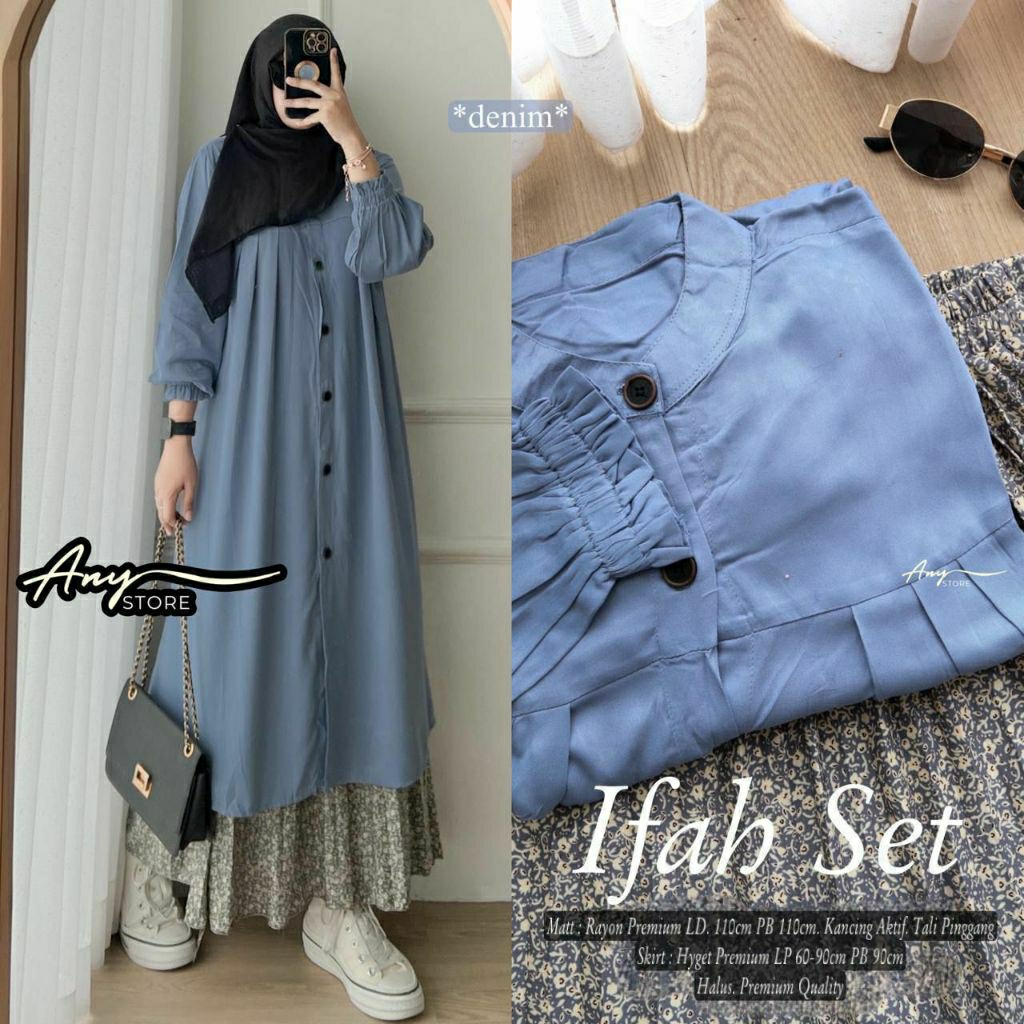 FREE GIFT NEW IFAH SET TUNIK POLOS + ROK PLISKET MOTIF ORIBY ANYSTORE REALPICT GOOD QUALITY