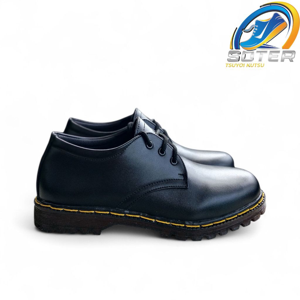 SOTER - Sepatu Docmart Low Boots 3 Hole Pria Kulit Pu Asli Sepatu Formal Casual
