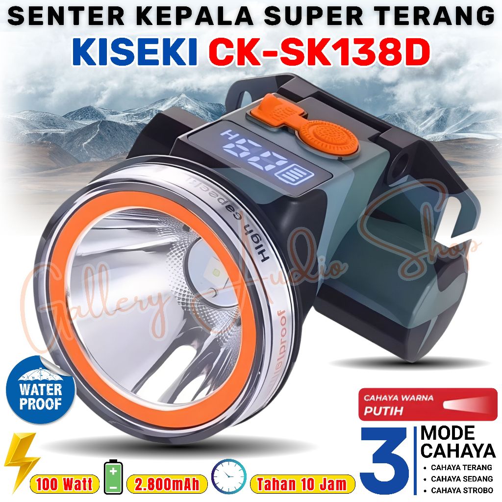 Senter Kepala Original Premium KISEKI CK-SK138D LED 100W | Senter Kepala Super Terang Cahaya Putih B