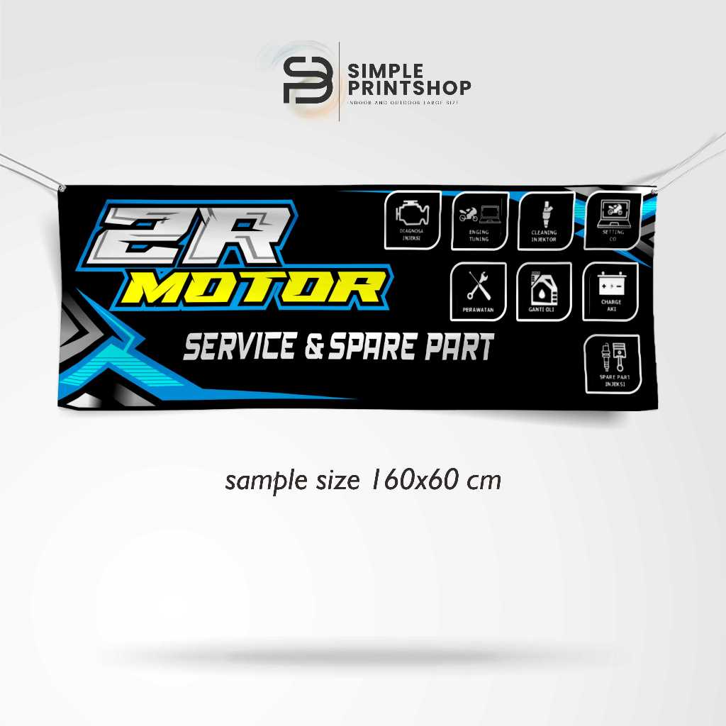print spanduk banner bengkel motor 160x60 cm custom