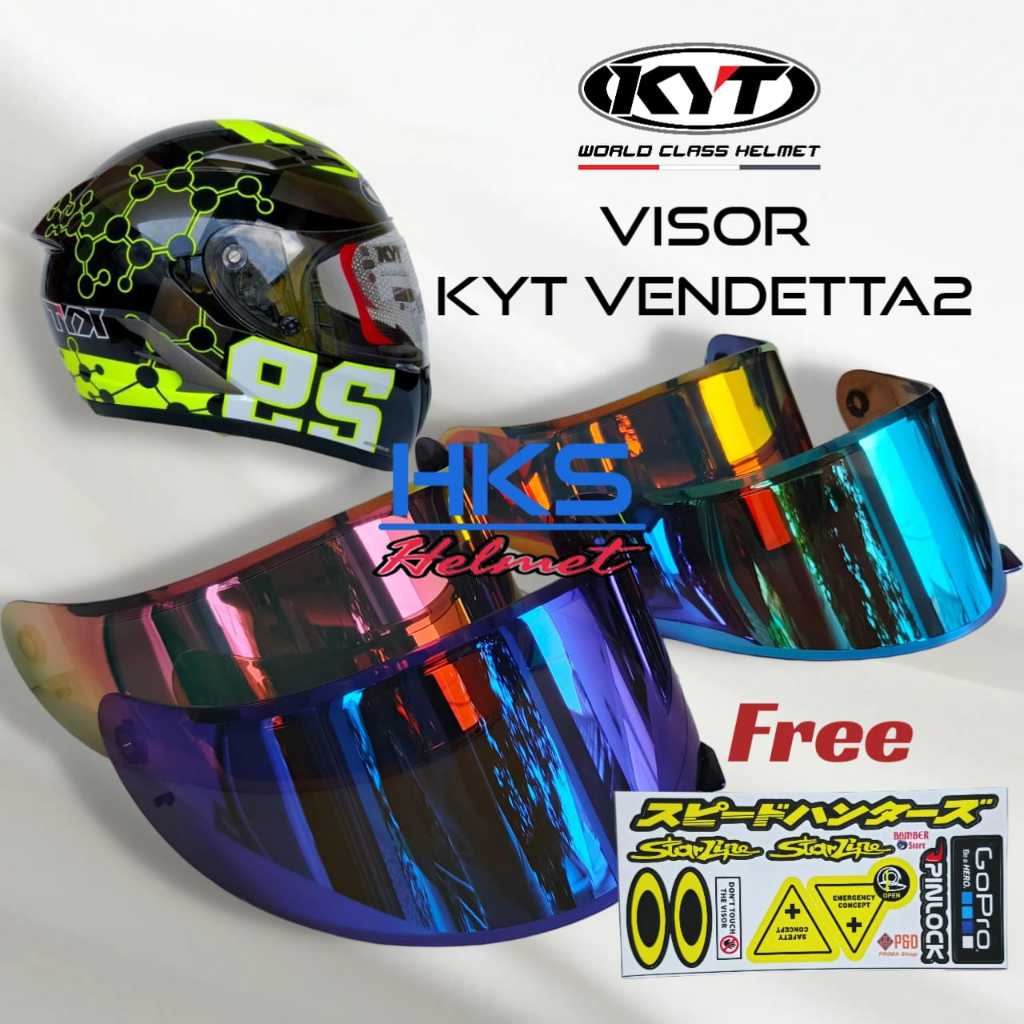 Kaca Helm KYT Vendetta 2 all Size, Visor Kyt Vendetta 2 Flat Visor Iridium
