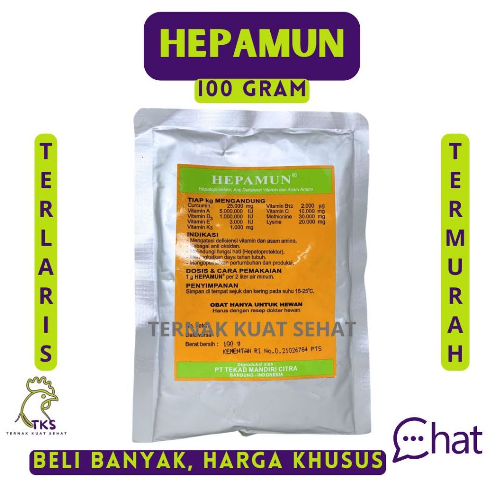Hepamun 100 gram Hepatoprotektor Anti Defisiensi Vitamin dan Asam Amino Curcuma Unggas TMC