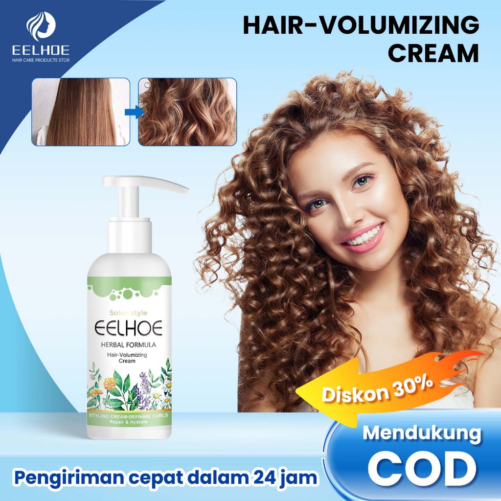 EELHOE Cream Rambut Keriting Gel Rambut Keriting 50ml Perawatan Rambut Keriting Curl Cream Elastin T