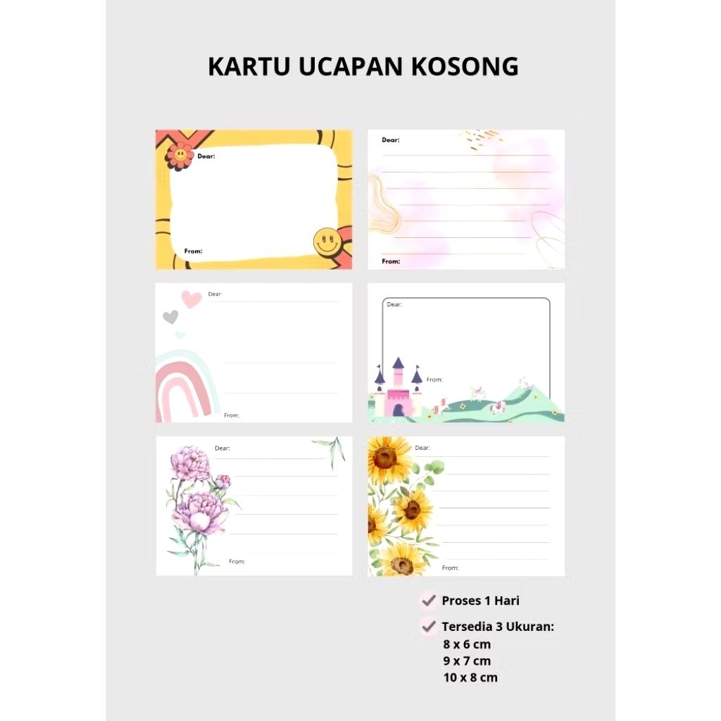 Kartu Ucapan Kosong I Kartu Ucapan Polos | Kartu Ucapan Murah | BlankCard Murah Aesthetic | Blank No