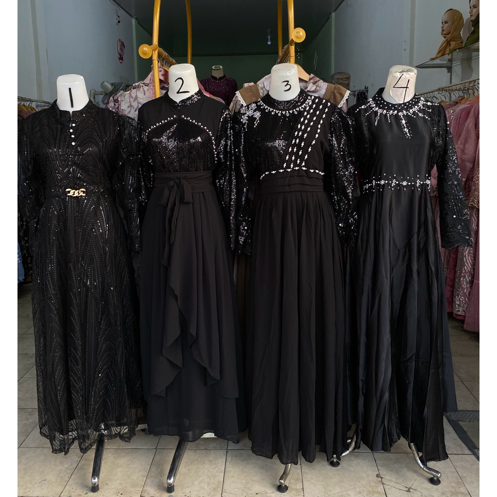 gamis brukat pesta khusus hitam