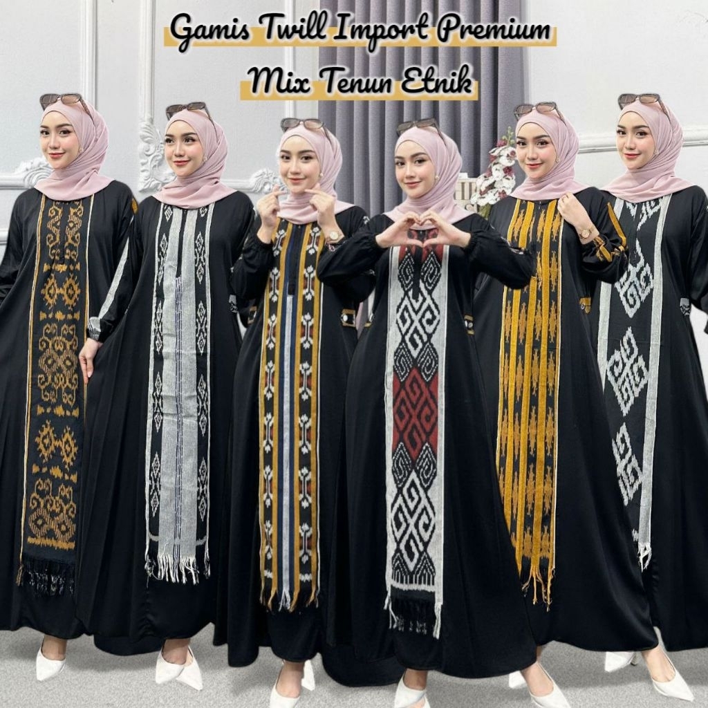 Gamis Twill Import Mix Tenun Jumbo