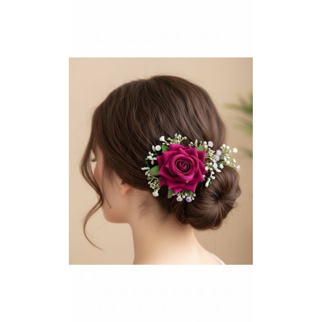 Aksesoris Sanggul Tusuk Konde Hair Pin Bunga Mawar Bludru  Premium / Tusuk  Sanggul  Hair Pin