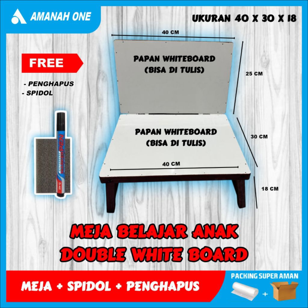 MEJA BELAJAR LIPAT DOUBLE WHITEBOARD MINIMALIS