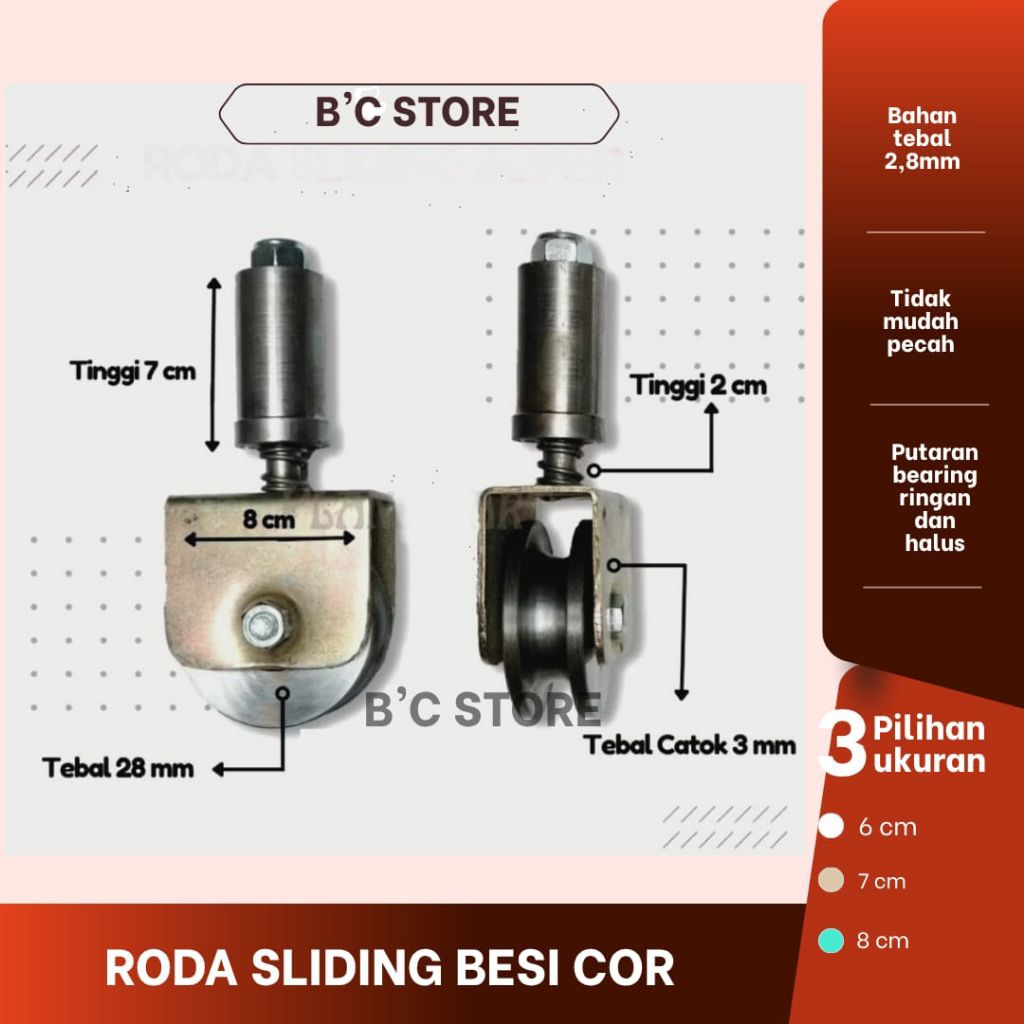 RODA SLIDING PAGAR BESI COR SUPER ,RODA SLIDING REL TIKUNG