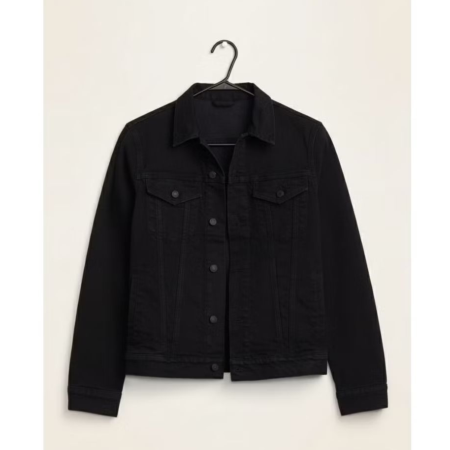 Jacket denim boxy polos lengan panjang fashion pria dan wanita | Hitam,Putih,Denim.