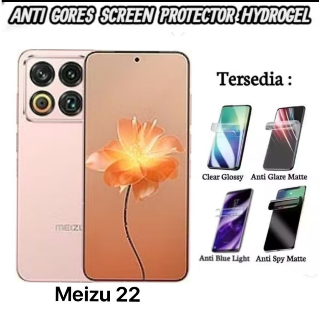 [Free Alat Pasang] Anti Gores Hydrogel Meizu 22 Full Cover Depan Belakang Clear Matte Blue Pengganti