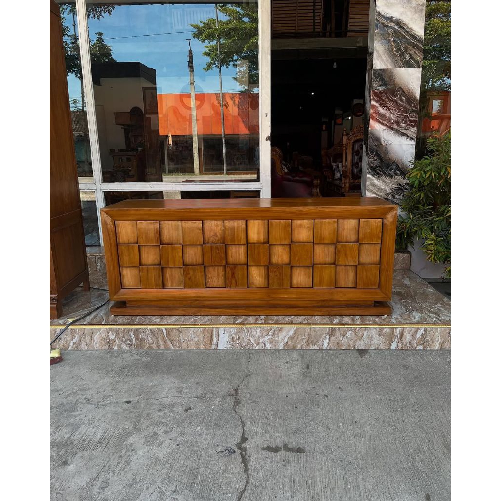 bufet pendek jati/bufet pajangan kayu jati model kotak/bufet tv pendek