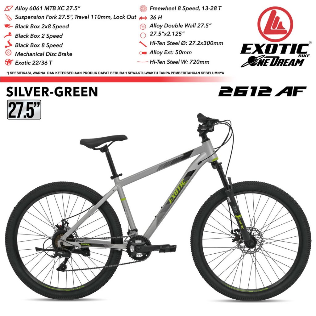 Sepeda Gunung Ukuran 27.5 Inch MTB EXOTIC ET 2612 AF