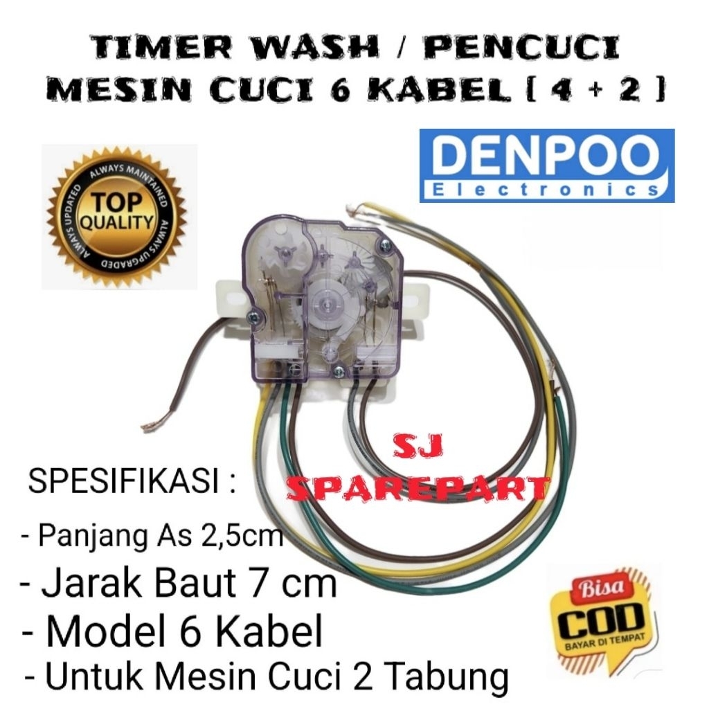 TIMER WASH 6 KABEL MESIN CUCI DENPOO 2 TABUNG - TIMER MESIN CUCI DENPOO 6 KABEL