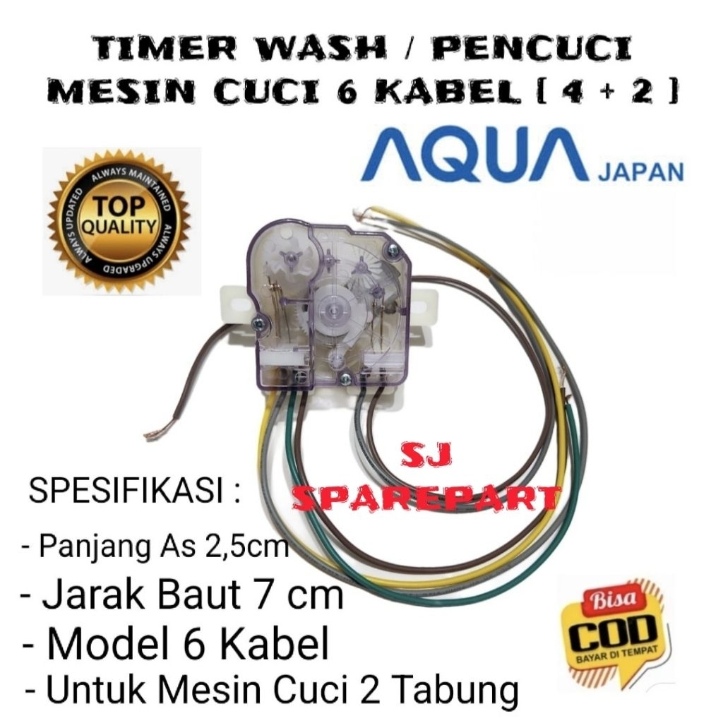 TIMER WASH 6 KABEL MESIN CUCI AQUA 2 TABUNG - TIMER MESIN CUCI AQUA 6 KABEL