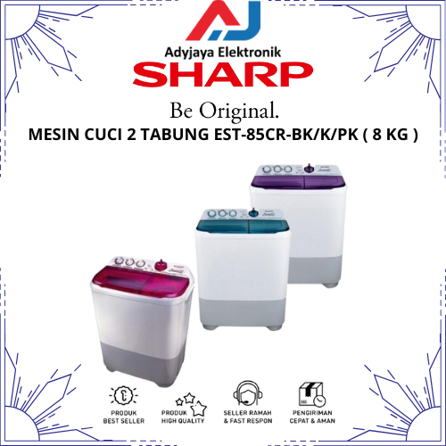 MESIN CUCI 2 TABUNG SHARP ES-T85CR-BK/VK/PK