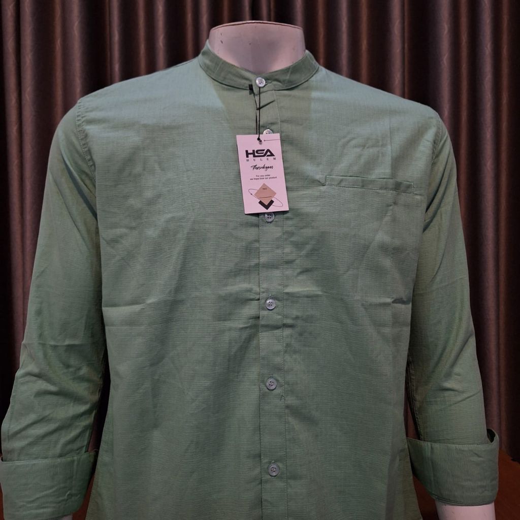 kemeja Koko kemko HSA HULEM Original premium lengan panjang|| hijau