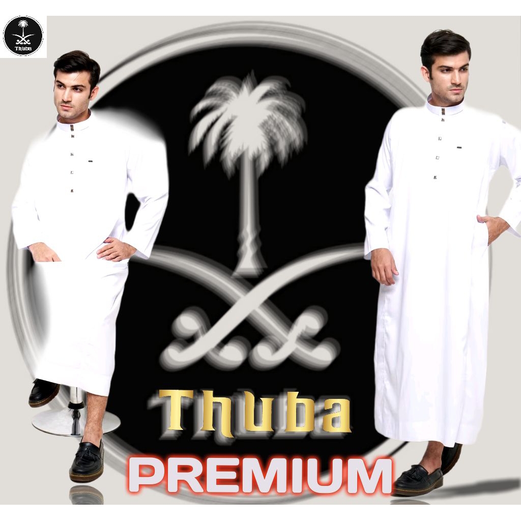 COD/Jubah Putih Pria Thuba Premium/Gamis Muslim/Gamis Model Haramain/Thuba Original/Gamis Umroh Pria