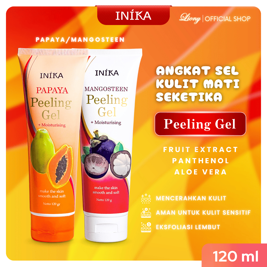 INIKA Peeling Gel ORIGINAL Panthenol Brightening 120 gr BPOM Eksfoliasi Perontok Daki Skin Cleanser