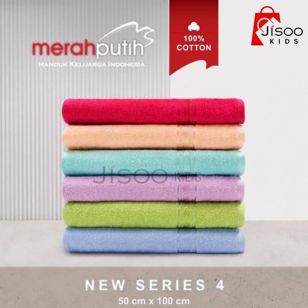 Handuk Merah Putih 50x100 SNI | Handuk Mandi Anak Bayi Tanggung Lembut Cepat Serap Air –Jisoo Kids