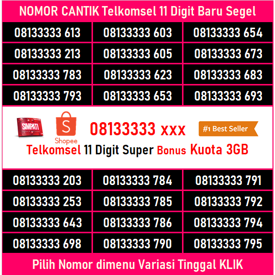 Nomor Cantik Telkomsel 11 Digit — Kartu Fresh Baru Segel #100%Ori #K6