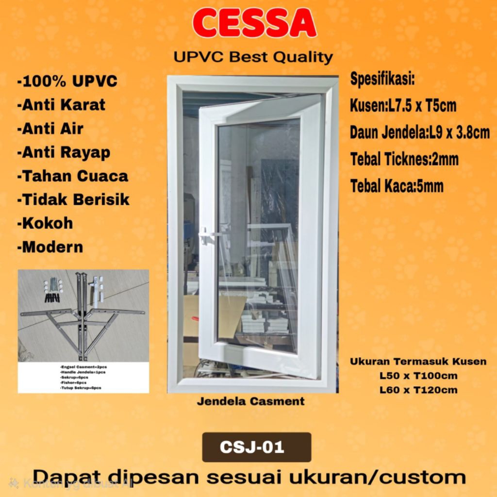 Jendela UPVC Cessa CSJ01 Swing 1Daun