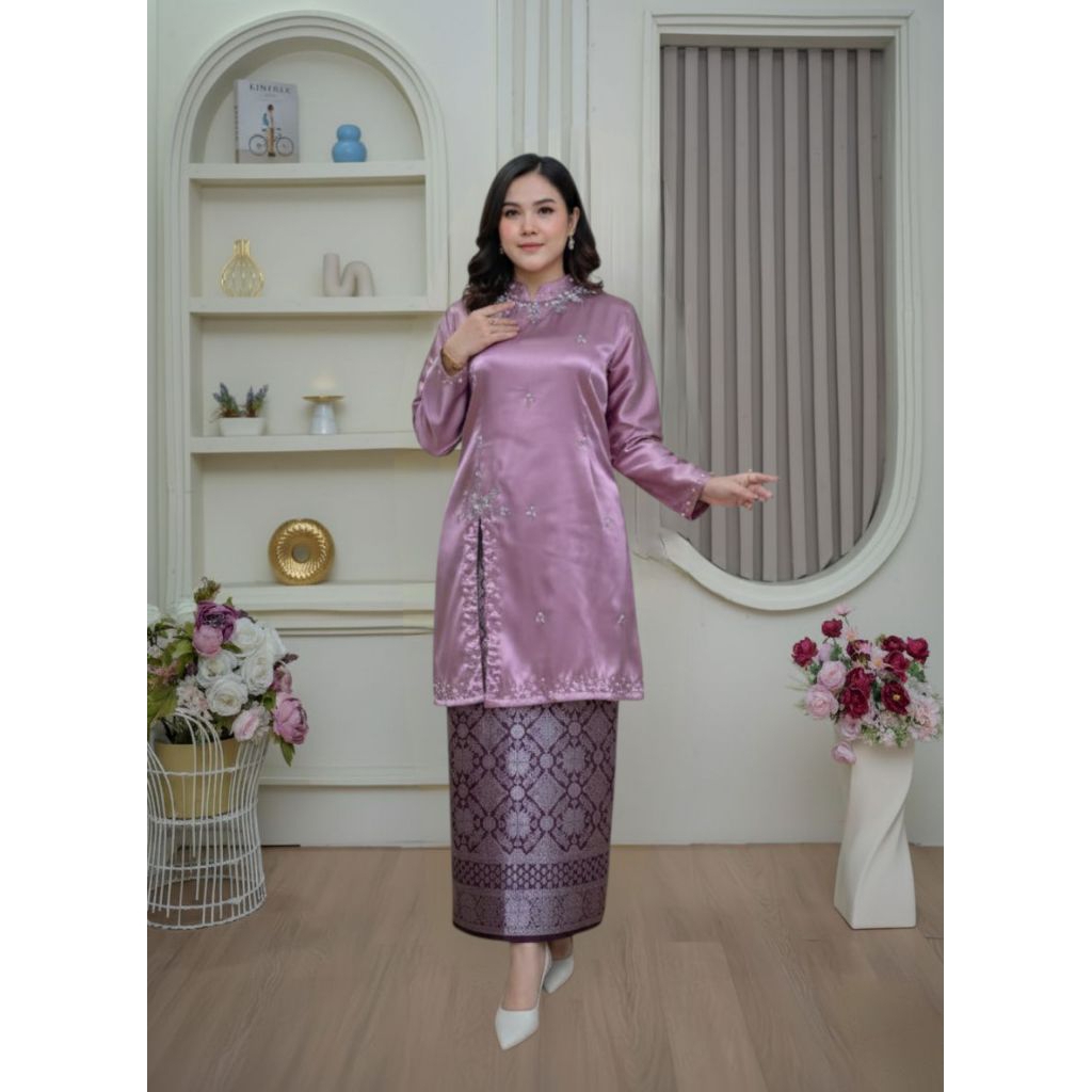Setelan Tunik Azka Kebaya - Kebaya Tunik Payet Tabur Premium