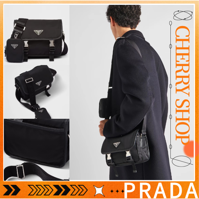 PRADA Re-Nylon Saffiano Leather Shoulder Bag / Tas Bahu Kulit Saffiano Re-Nylon