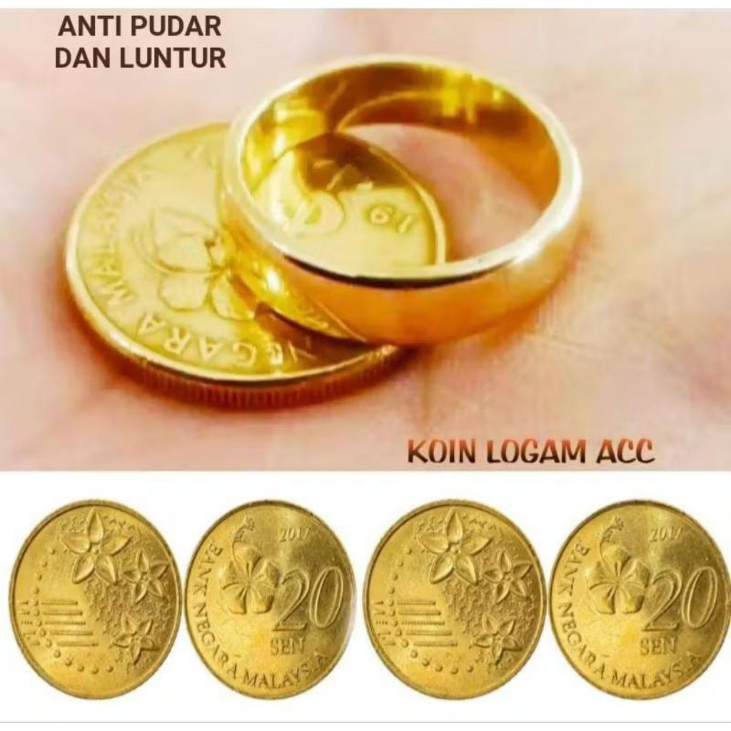 New Cincin Polos Terbuat dari bahan Koin Malaysia Berlapis Emas Anti Karat