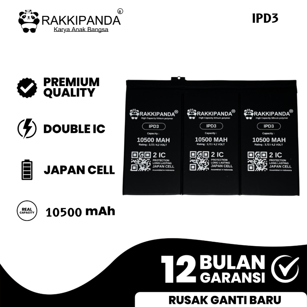 RakkiPanda - iPad 3 A1416 / A1430 / A1403 / iPad 4 A1458 / A1459 / A1460 Batre Batrai Baterai