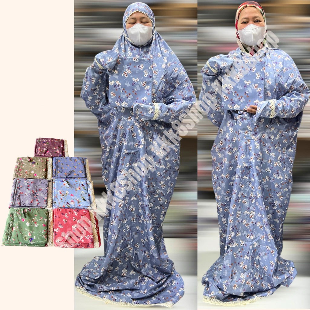 Mukena Dewasa 2 in 1 Terusan Travel Motif Katun Rayon Premium Polos Renda Cantik Ainun Cinta Alesha 