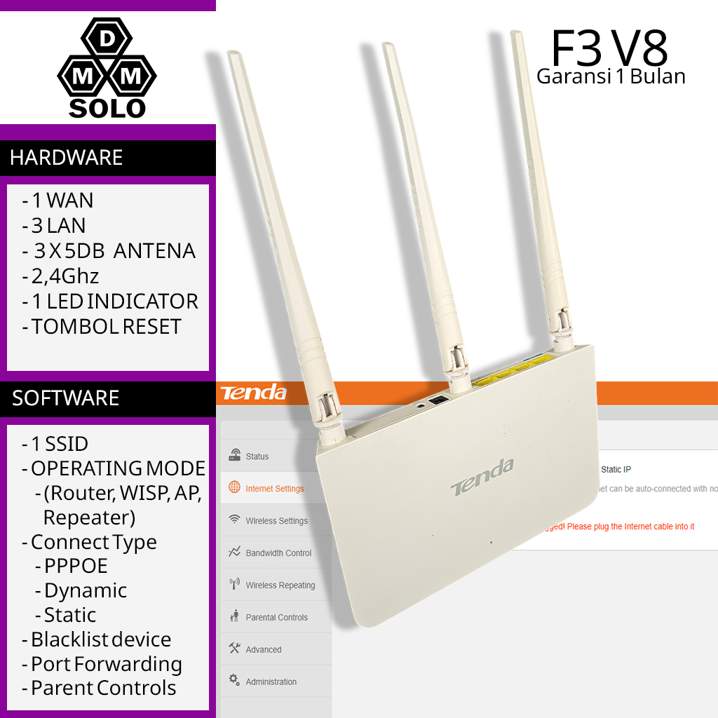 Tenda F3 V6 V8 router wifi second 2,4ghz