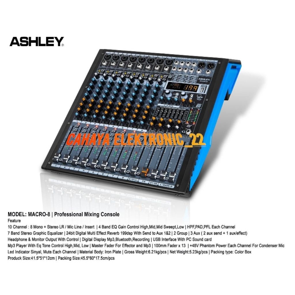 Mixer Ashley Macro 8 / Macro8 ( 8 channel ) Ashley Original