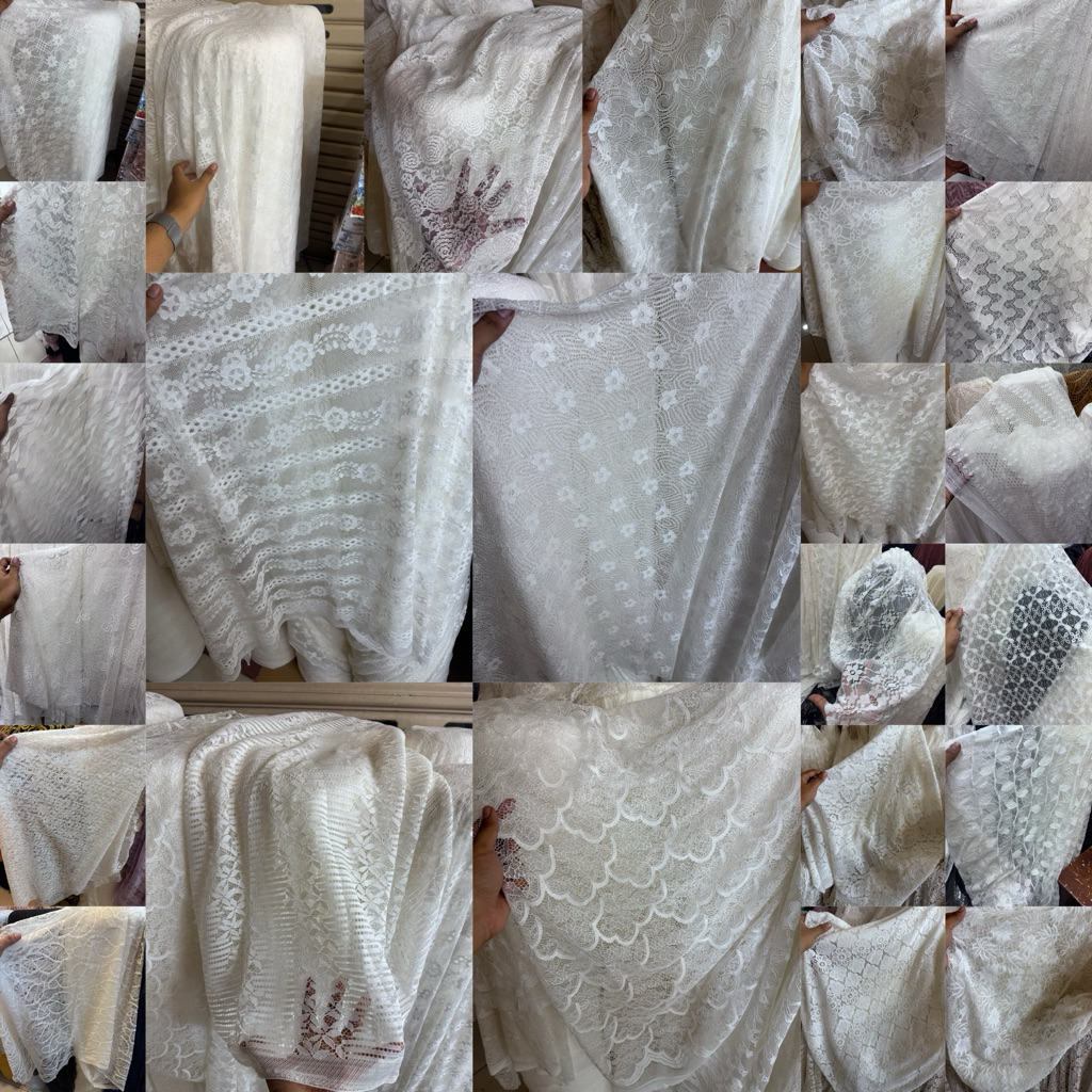 Kain/Bahan Brukat Brokat Khusus Warna Putih Tulang