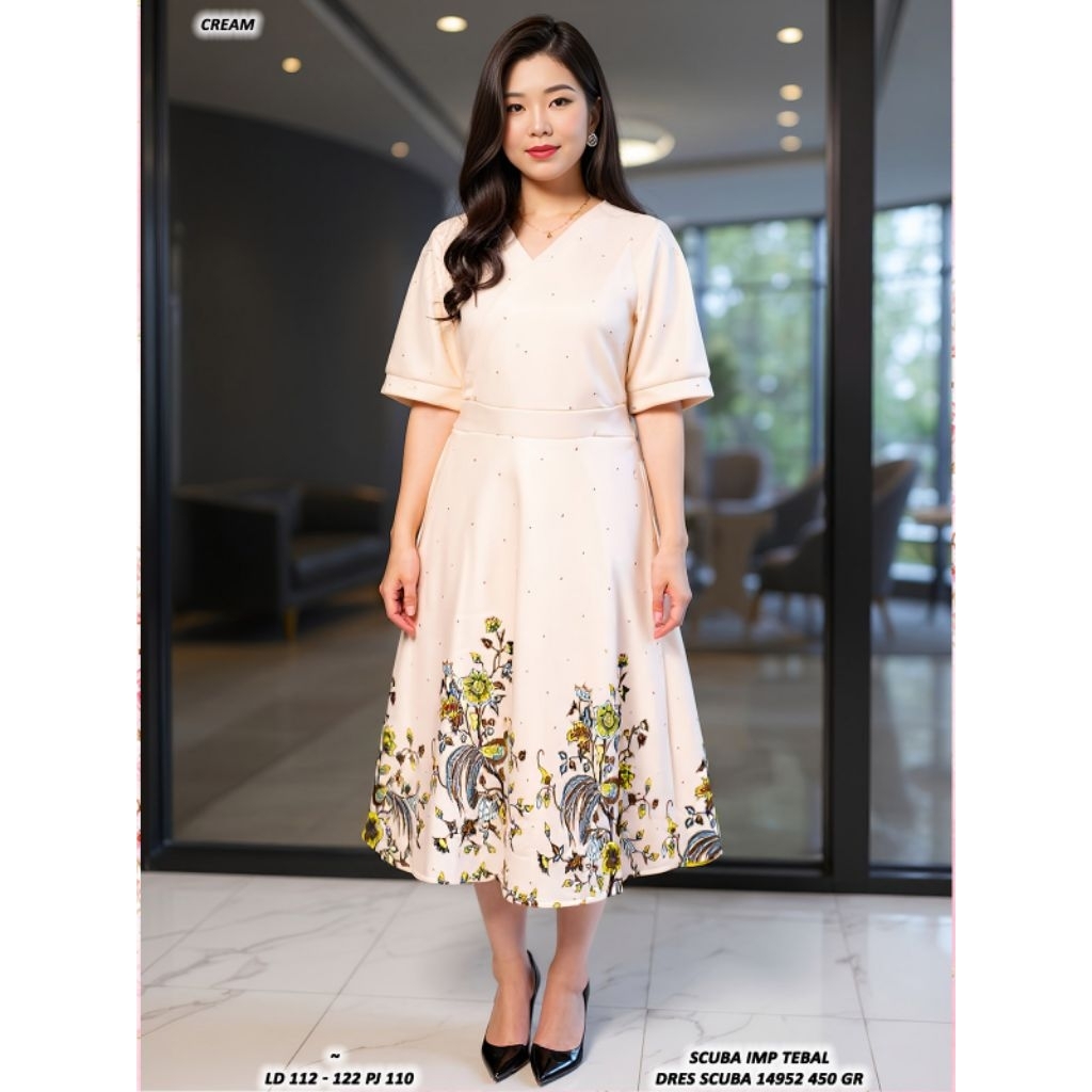 001 CREA ASD 14952 DRESS SCUBA WANITA / READY / REALPICT